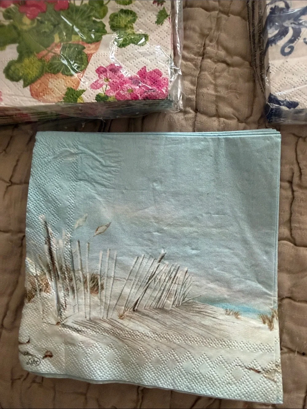 Caspari Lemon Print Paper Napkins 10 Caspari geraniums 15 sealife 10 beach 14